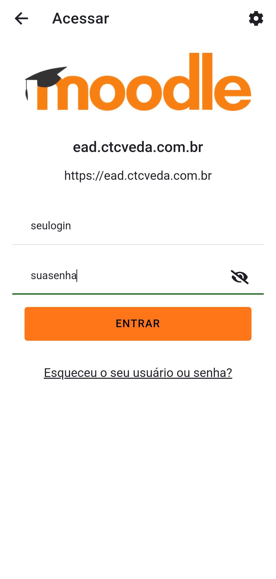 Abertura do App Moodle